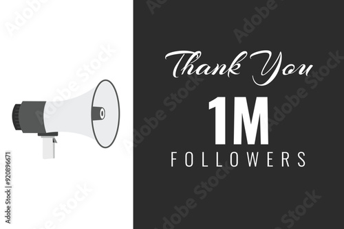 1000000  OR 1m followers celebration. Thank you 1000000  followers congratulation template banner. banner for social 1m friends and followers. celebrate subscribers and followers.
