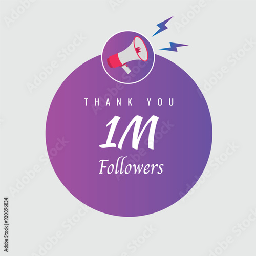 1000000  OR 1m followers celebration. Thank you 1000000  followers congratulation template banner. banner for social 1m friends and followers. celebrate subscribers and followers.
