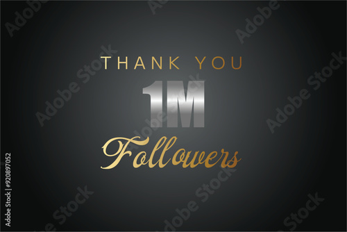 1000000  OR 1m followers celebration. Thank you 1000000  followers congratulation template banner. banner for social 1m friends and followers. celebrate subscribers and followers.
