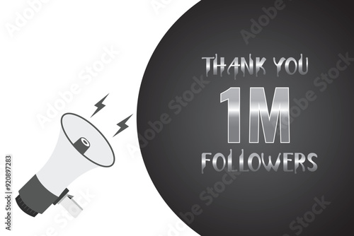 1000000  OR 1m followers celebration. Thank you 1000000  followers congratulation template banner. banner for social 1m friends and followers. celebrate subscribers and followers.
