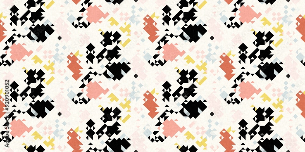Simple glitch geometric seamless abstract border with playful woven summer color. Bright whimsical gender neutral bold irregular shape textile Cotton effect banner Simple glitch geometric seamless abstract border with playful woven summer color. Bright whimsical gender neutral bold irregular shape textile Cotton effect banner