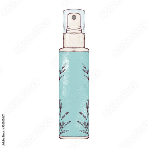 Cosmetic, Mist Spray Bottle Hand drawn Illustration