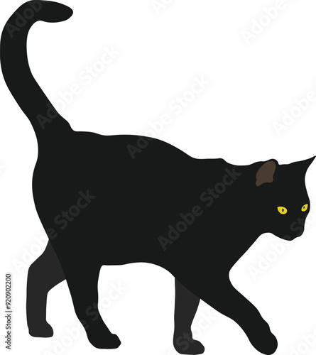 Bombay Black Cat Minimal Flat Vector Illustration for Halloween