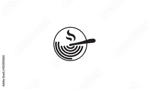 cooking frying pan black logo design vector icon white background