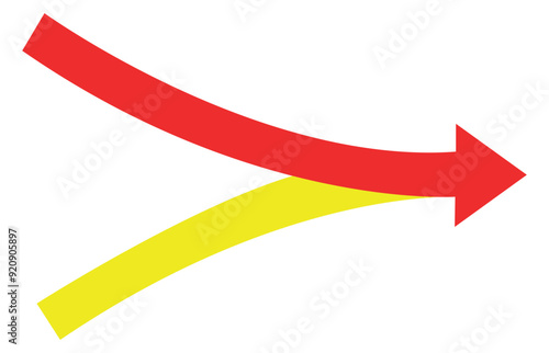 Two arrows merging icon. Clipart image isolated on white background.
