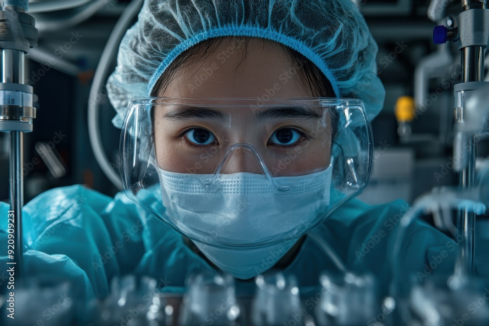 A lab technician is seen performing intricate experiments in a cleanroom environment, reflecting the precision and care required in scientific and medical research fields. A lab technician is seen performing intricate experiments in a cleanroom environment, reflecting the precision and care required in scientific and medical research fields.