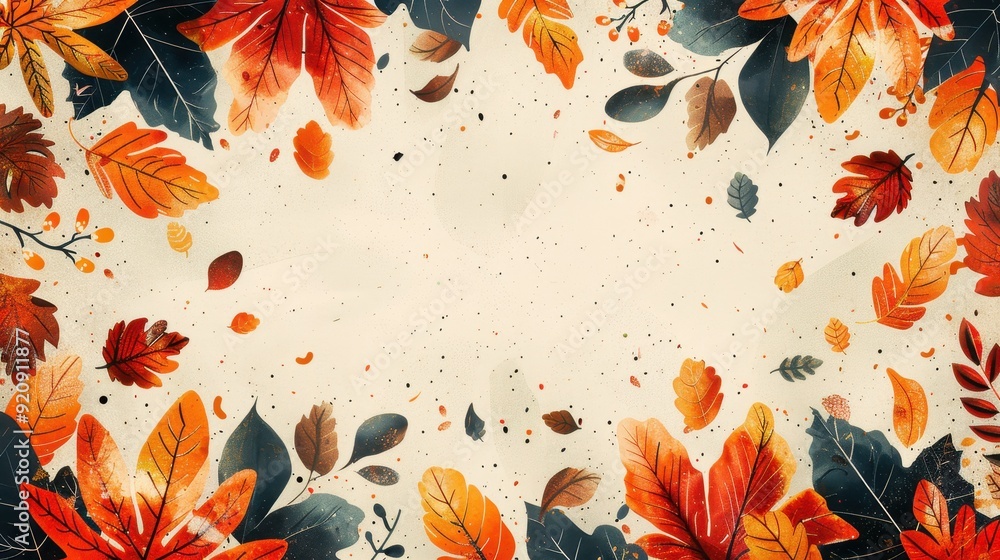 A Frame of Autumn Leaves on a White Background A Frame of Autumn Leaves on a White Background