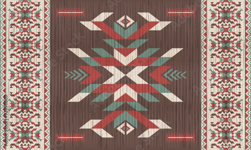 American tribal ethnic native pattern.Traditional Navajo,Aztec,Apache,Southwest and Mexican style fabric pattern.Abstract vector motifs pattern.For fabric,clothing,blanket,carpet,woven,wrap,decoration