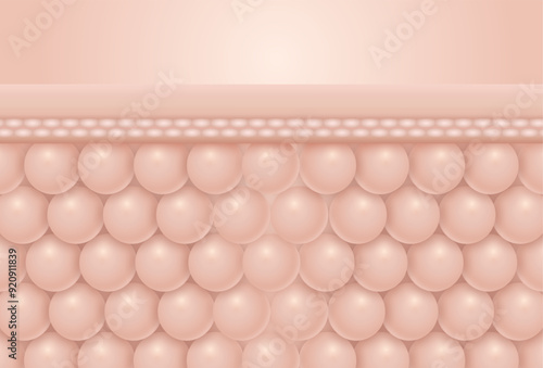 Skin microstructure layers, cell structure layers, cosmetic solution concept. 3D Rendering.