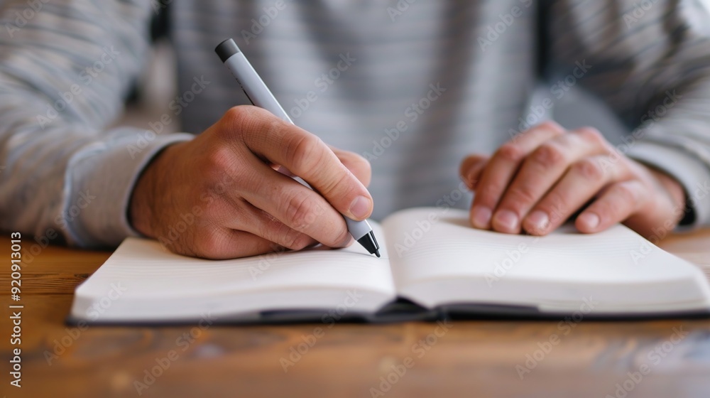 Intense Concentration: Minimalist Line Art of Artist Capturing Intricate Details in Sketchbook Intense Concentration: Minimalist Line Art of Artist Capturing Intricate Details in Sketchbook