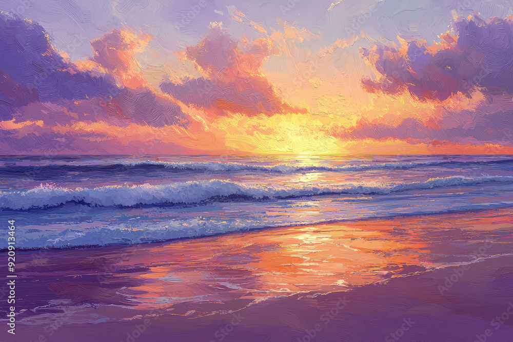 Breathtaking Sunset Over Gentle Waves: A Captivating Ocean Scene Captured in Vivid Colors and Serene Beauty at Dusk. Breathtaking Sunset Over Gentle Waves: A Captivating Ocean Scene Captured in Vivid Colors and Serene Beauty at Dusk.