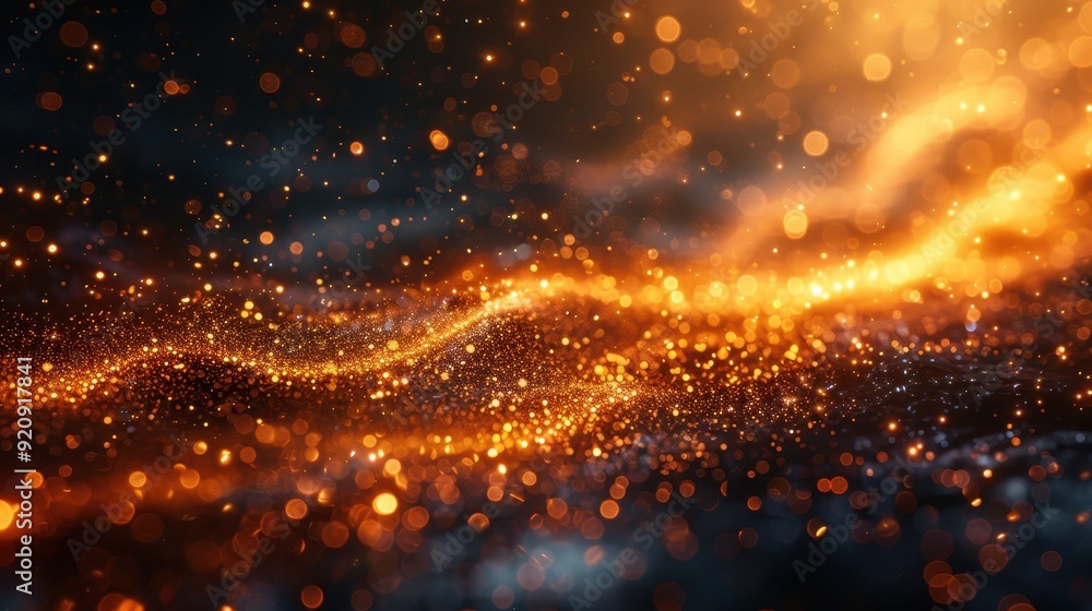 Abstract Gold and Orange Glitter Bokeh with Dark Background Abstract Gold and Orange Glitter Bokeh with Dark Background