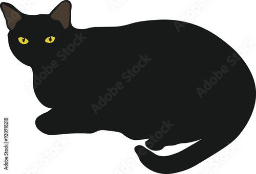 Bombay Black Cat Minimal Flat Vector Illustration for Halloween