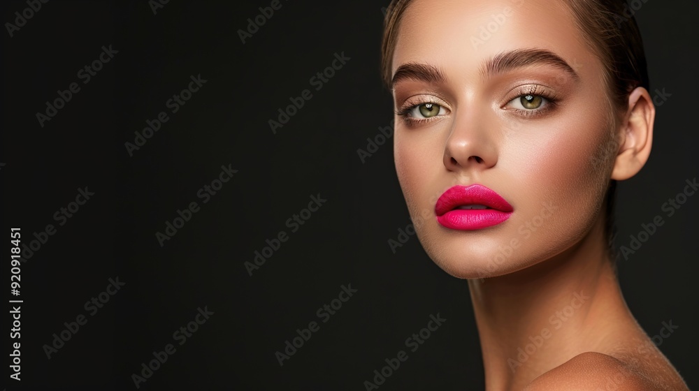 Fototapeta premium Radiant Beauty: The Modern Elegance of Flawless Makeup and Fashion Glamour