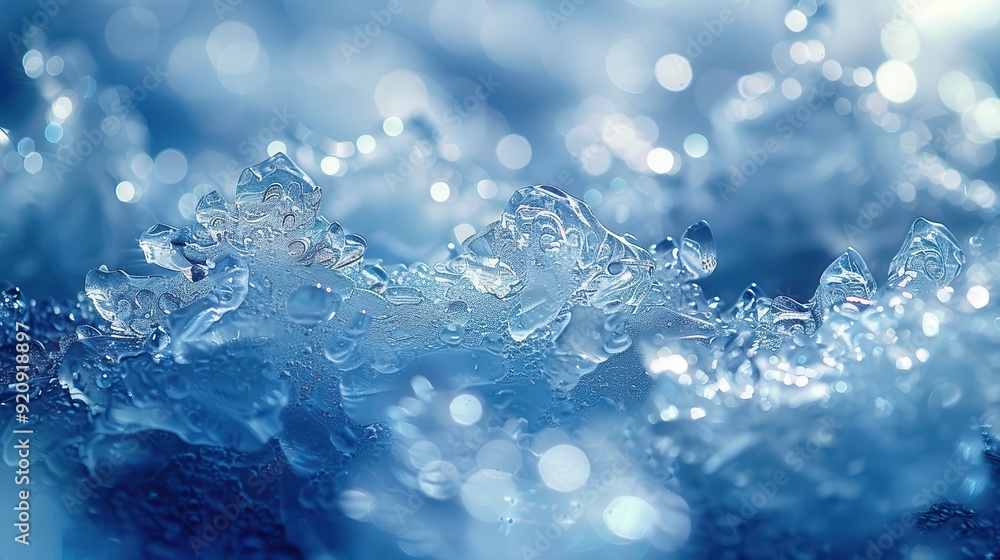 Frozen Water Droplets with Bokeh Lights Frozen Water Droplets with Bokeh Lights
