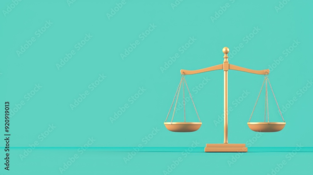 Scales of justice with equal weights, representing fairness, flat design illustration Scales of justice with equal weights, representing fairness, flat design illustration