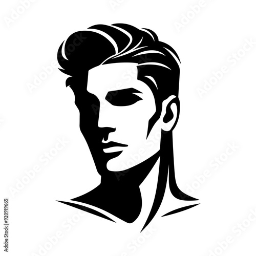 simple and minimal Masculine Contours Striking Male Face Vector Silhouette