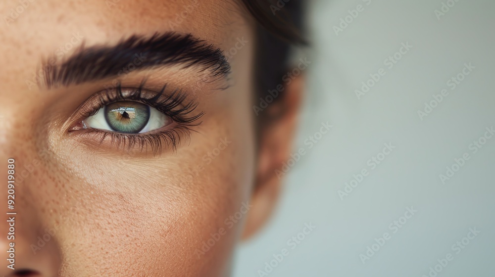 Expressive Female Model with Bold Eyebrows and Trendy Makeup Capturing Facial Emotions Expressive Female Model with Bold Eyebrows and Trendy Makeup Capturing Facial Emotions