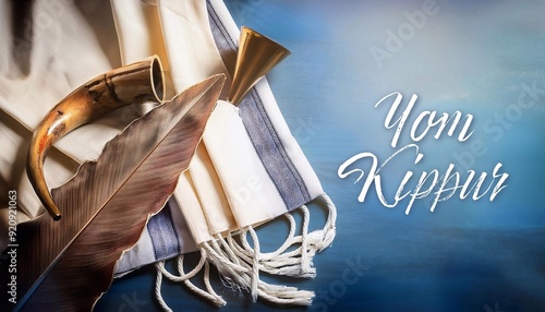 Yom Kippur Poster Design. Jewish Holiday Decorative Design photo