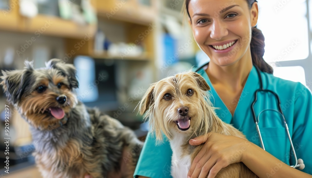 sharp photo capturing a vet genuine smile as they tenderly hold a dog pet a fluffy cat sharp photo capturing a vet genuine smile as they tenderly hold a dog pet a fluffy cat