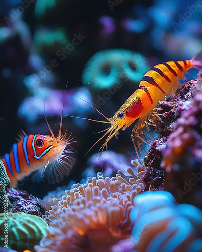 Pistol shrimp and goby fish symbiotic pair, coral reef home photo