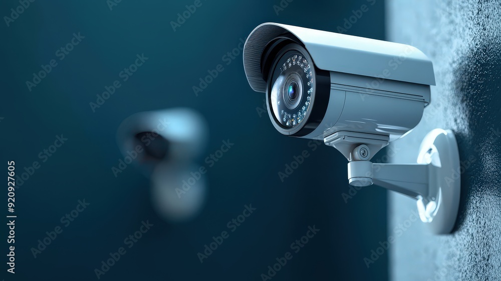 Futuristic Tech-savvy Home Security System with Wireless CCTV Camera and Hologram, Isolated Background Futuristic Tech-savvy Home Security System with Wireless CCTV Camera and Hologram, Isolated Background