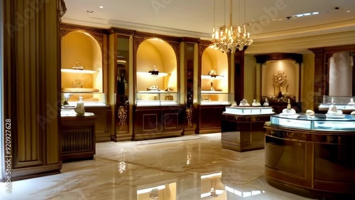 Wallpaper Mural An elegant jewelry store interior featuring luxurious displays and soft lighting, showcasing exquisite gems and an upscale shopping experience. Torontodigital.ca