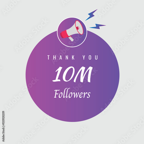 10000000 OR 10m followers celebration. Thank you 10000000 followers congratulation template banner. banner for social 10m friends and followers. celebrate subscribers and followers.
