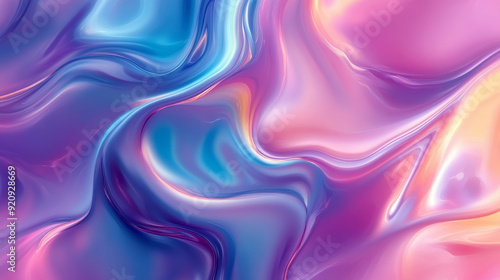 Abstract background featuring a fluid iridescent shape. Elegant vector wallpaper.