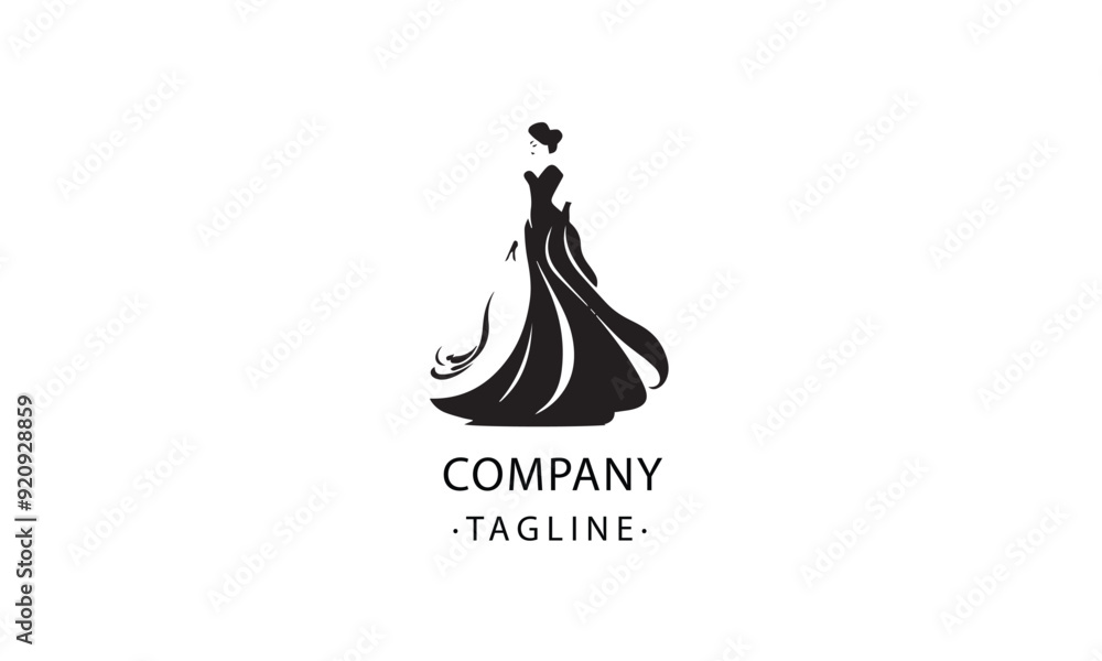 Fototapeta premium Gala Dress lady fashion vector black logo design white background
