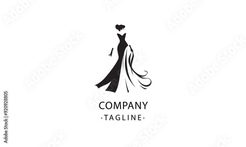 Gala Dress lady fashion vector black logo design white background