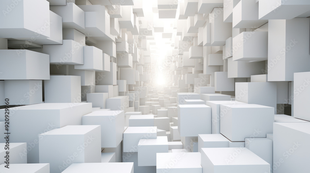 Cube background. Vast array of white cubes of different sizes, arranged in a random pattern. Minimalist color scheme and geometric pattern. Cube background. Vast array of white cubes of different sizes, arranged in a random pattern. Minimalist color scheme and geometric pattern.