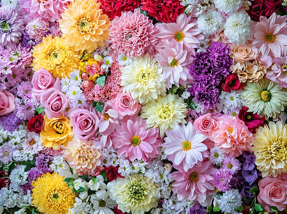 Close up view of colorful flowers in a floral arrangement. Close up view of colorful flowers in a floral arrangement.