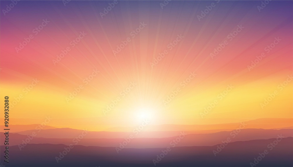 Obraz premium Sunrise in Morning with Orange,Yellow and Pink sky, Vertical Dramatic twilight landscape with Sunset in evening, Vector mesh horizon Sky banner of sunrise or sunlight for four seasons background. cop