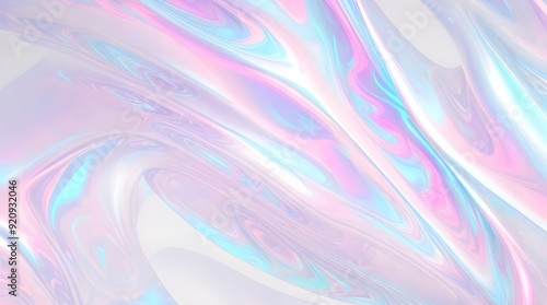 Holographic background seamless trendy iridescent light foil texture. Soft holographic pastel unicorn marble background pattern. Modern pearlescent blurry abstract swirl illustration. 