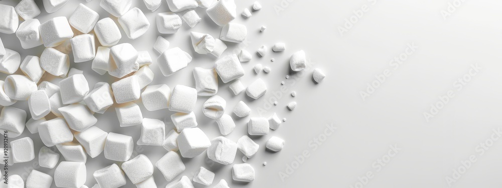 A pristine stack of marshmallows on a pristine white countertop, adjacent to a blank white wall A pristine stack of marshmallows on a pristine white countertop, adjacent to a blank white wall