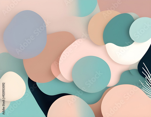 Modern Works Art. Aesthetic Pastel Geometric Textured Blob Background.