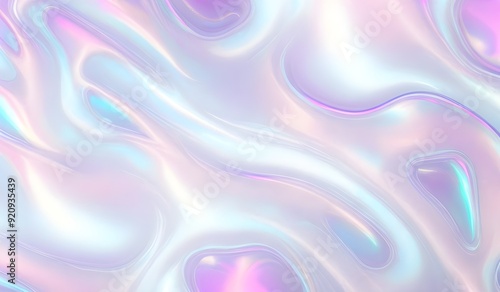 Holographic background seamless trendy iridescent light foil texture. Soft holographic pastel unicorn marble background pattern. Modern pearlescent blurry abstract swirl illustration. 