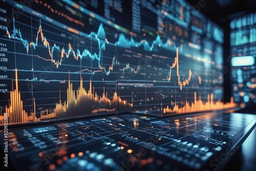 Financial Charts and Graphs on Digital Display