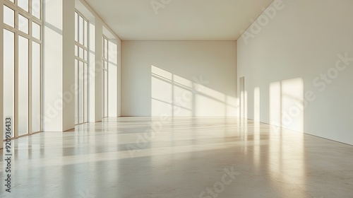 Serene Simplicity. Empty minimalist interior with focus on the floor concept