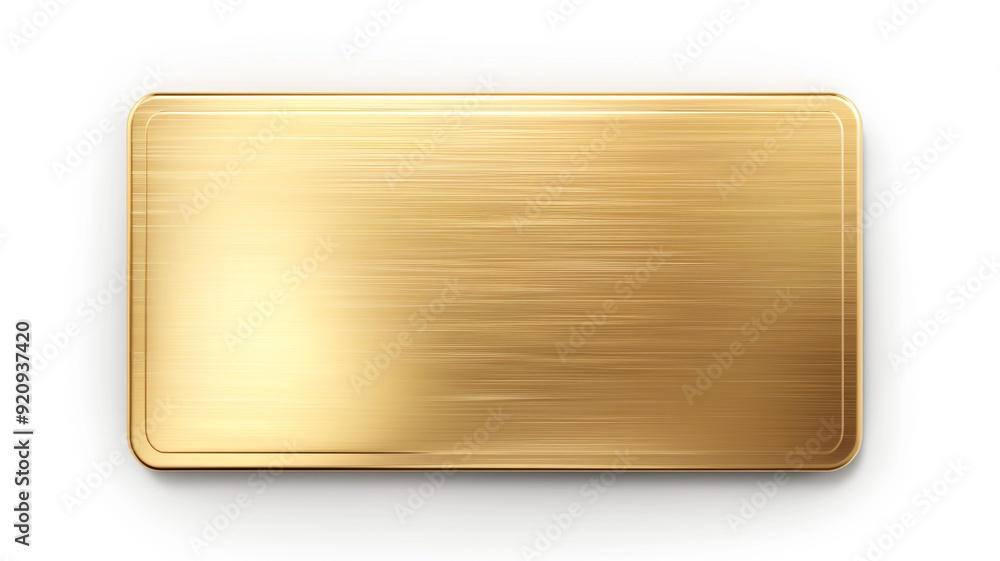 shiny gold metal plate isolated on white background