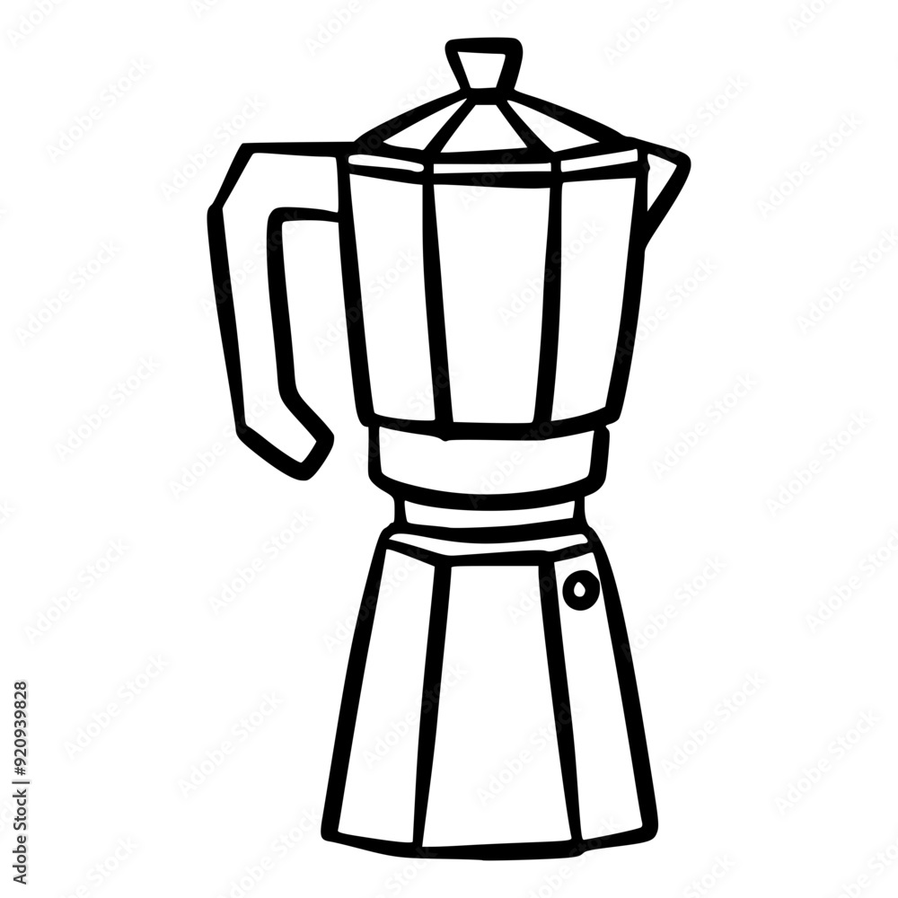 black and white hand drawn minimalist line art black and white color mokapot brewed coffee black and white hand drawn minimalist line art black and white color mokapot brewed coffee