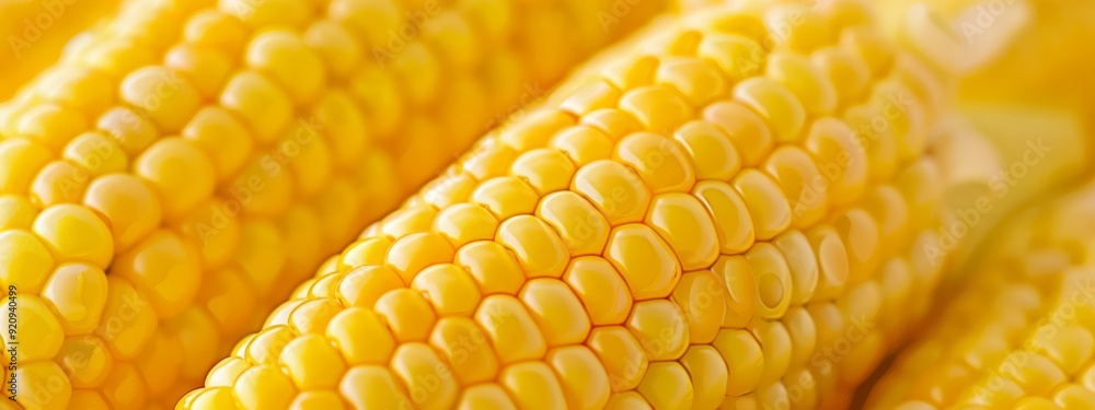 A close-up of corn on the cob with kernels intact A close-up of corn on the cob with kernels intact