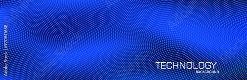 Blue halftone vector art background with dots pattern for cover design, poster, banner, flyer and cards. Blue abstract modern design. Futuristic technology illustration.	
