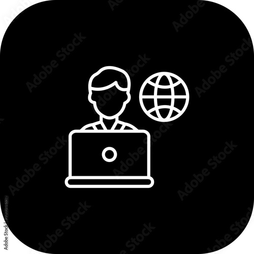 Remote Male Worker Icon Design