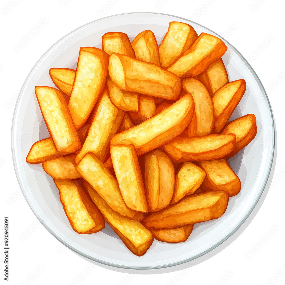 A plate of golden brown french fries, crispy and delicious, perfect for a snack or side dish. A plate of golden brown french fries, crispy and delicious, perfect for a snack or side dish.