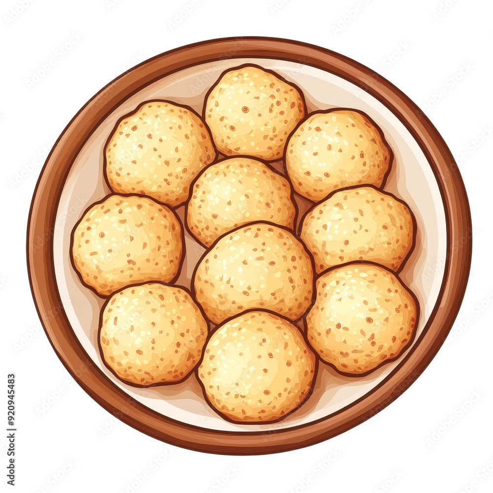 A plate of ten round, golden, cookie-like treats, possibly coconut macaroons. A plate of ten round, golden, cookie-like treats, possibly coconut macaroons.