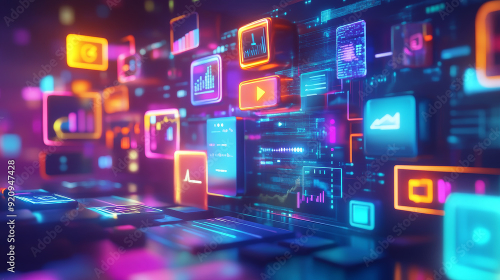 Enterprise, Technology, Web and network idea. Digital Advertising content development promotional strategy concept. 3D rendering. Enterprise, Technology, Web and network idea. Digital Advertising content development promotional strategy concept. 3D rendering.