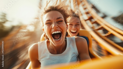 An individual is seen thoroughly enjoying the solo moment on a thrilling roller coaster ride, feeling the rush of excitement and fun as the ride twists and turns. photo