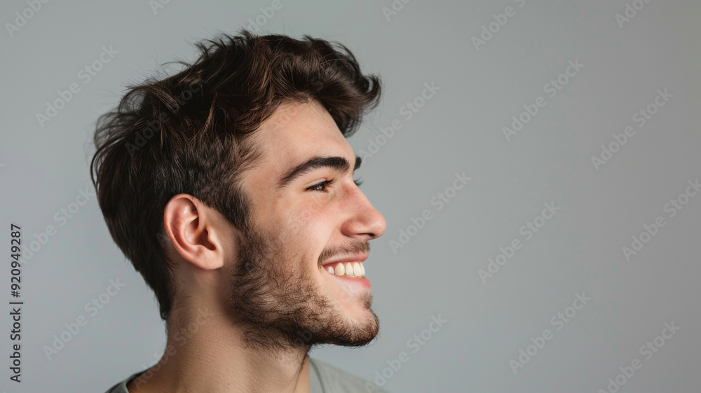 portrait of a young handsome male. - side view. portrait of a young handsome male. - side view.